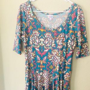 LuLaRoe dress XL teal/pink